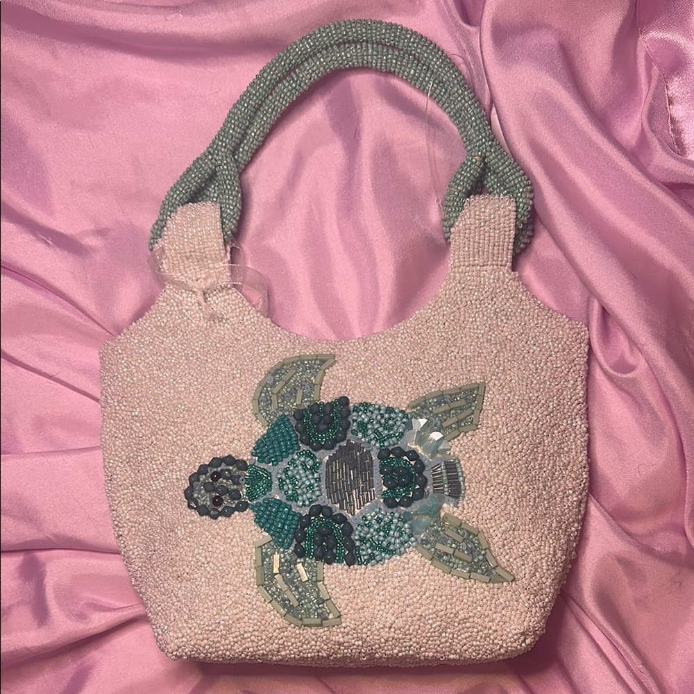 Elegant Beaded Turtle Design Handbag